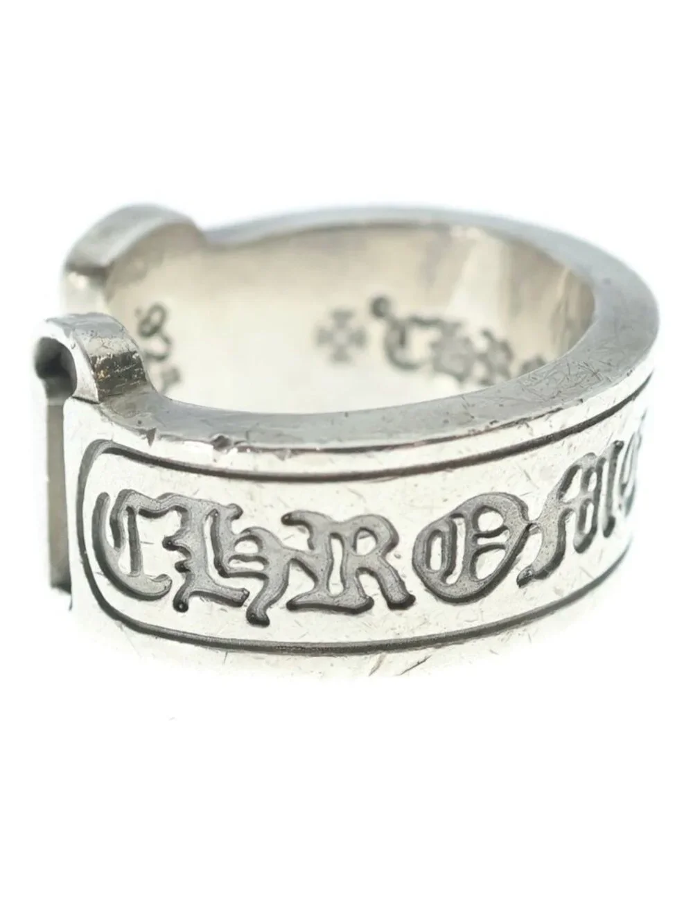 Chrome Hearts LG Scroll Label Ring Silver